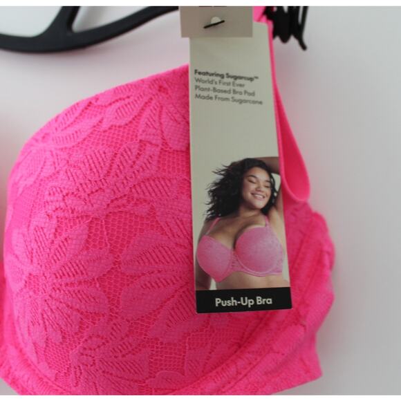 No Boundaries Womens All Over Lace Push Up Bra Sugarcup Pink Multisize NWT - Picture 6 of 6